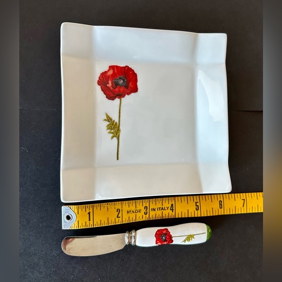 Red Poppy Porcelain 6” plate with spreader - Picture 7 of 7